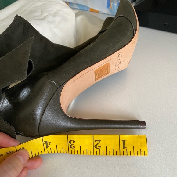 Alexandre Birman Olive Suede Cutout Peep Toe Tie Bow Heels 40 - Picture 5 of 5